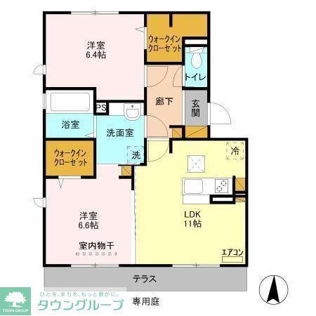 ウィステリア(2LDK/1階)の間取り写真