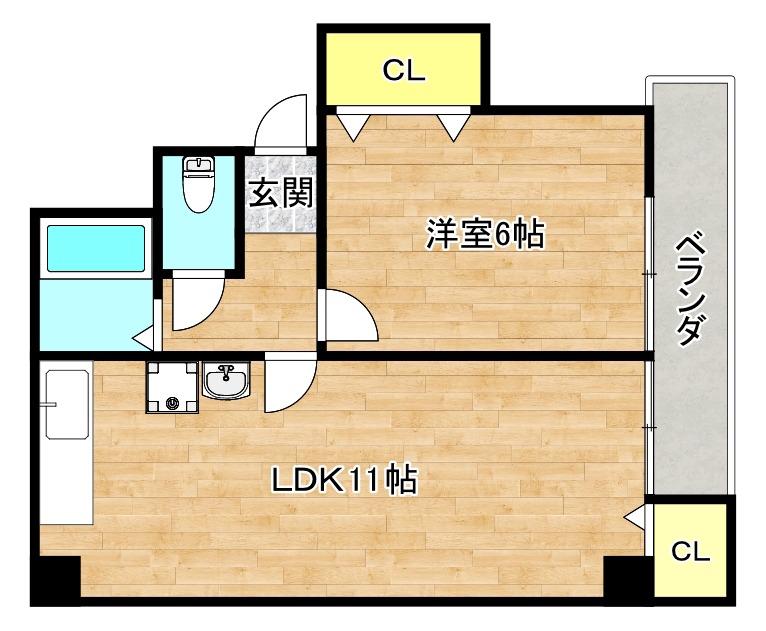 マンションリバー(1LDK/2階)の間取り写真