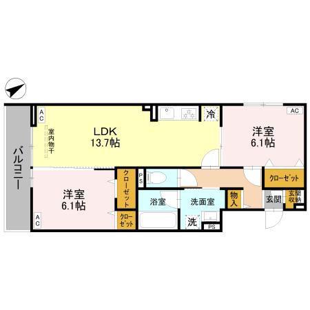 D-GRAN本町(2LDK/3階)の間取り写真