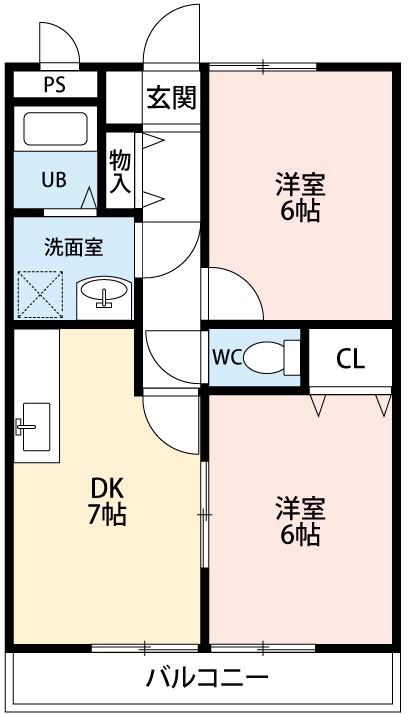 ネイ・クレスト I(2DK/1階)の間取り写真