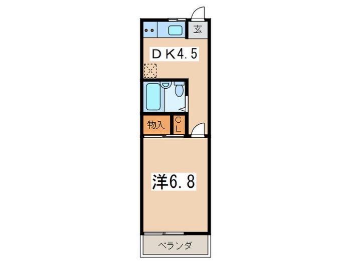 ベイウィンド横浜(1DK/2階)の間取り写真