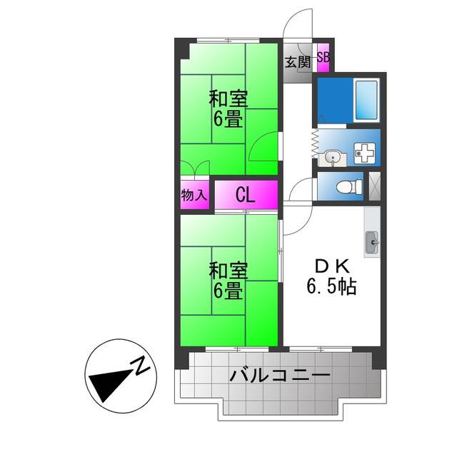 カルム東大阪(2DK/8階)の間取り写真