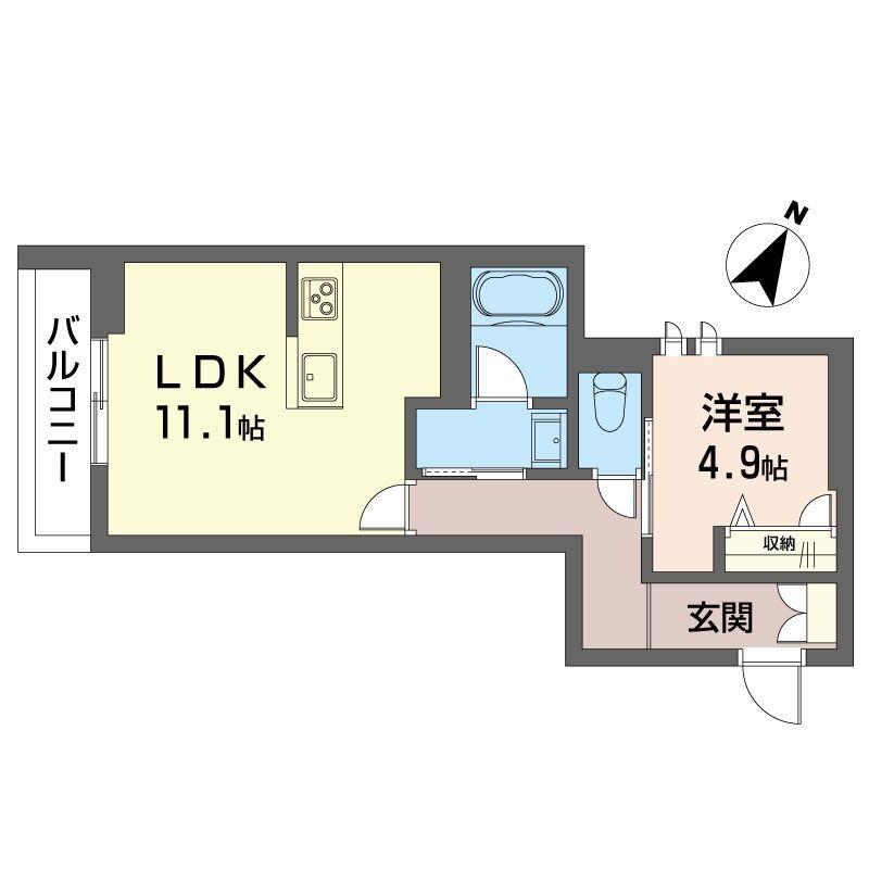 ボヌールカイエ(1LDK/1階)の間取り写真