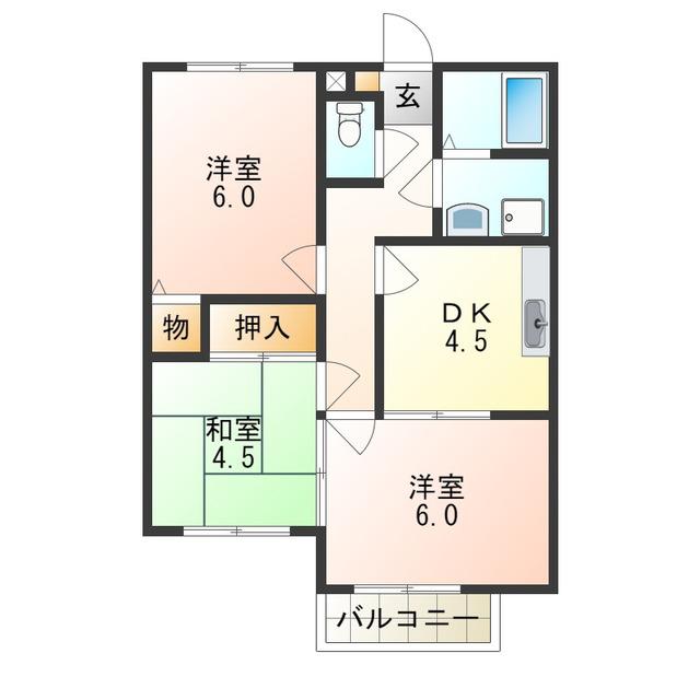 ソレイユ羽曳野(3DK/2階)の間取り写真