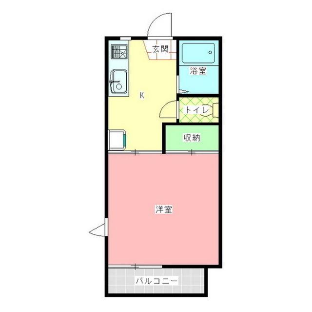 みどりハイツ(1K/2階)の間取り写真