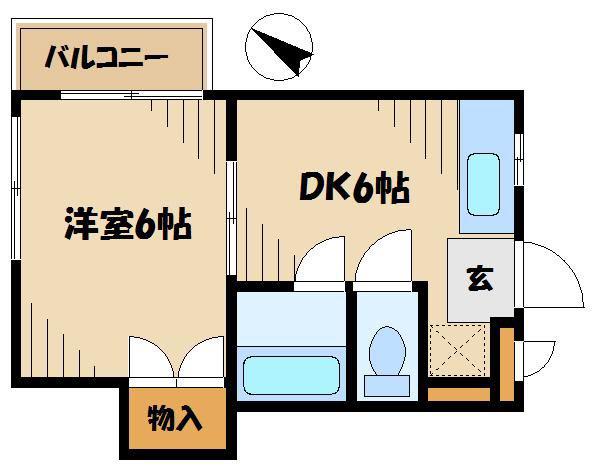 ヴィラホワイト(1DK/2階)の間取り写真