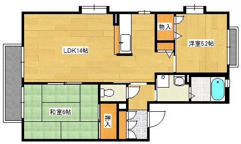 グリーンヒル(2LDK/2階)の間取り写真
