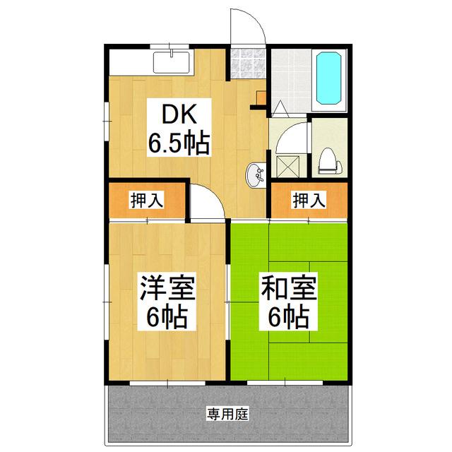 ハイブリッジA(2DK/1階)の間取り写真