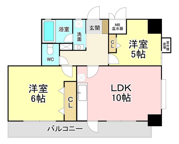 ラフィーネ 小倉(2LDK/13階)の間取り写真