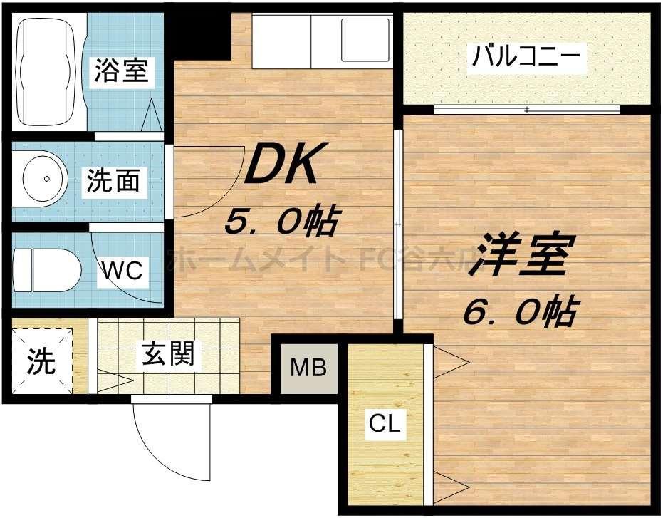 メルシアター(1DK/3階)の間取り写真