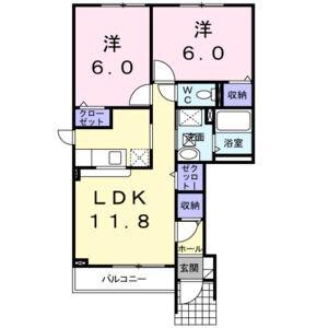 スターインプレス(2LDK/1階)の間取り写真
