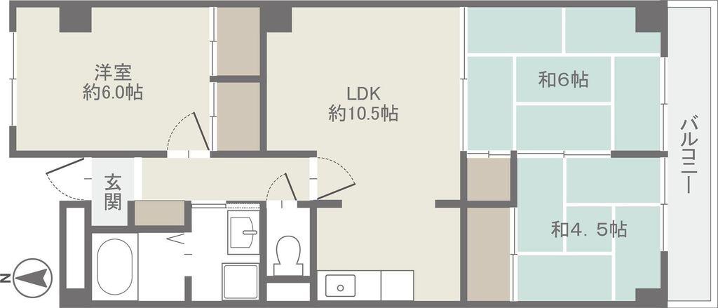 吉田マンション東雲パートII(2LDK/1階)の間取り写真