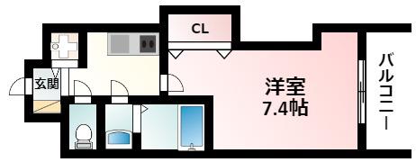 LUXE江坂II(1K/12階)の間取り写真