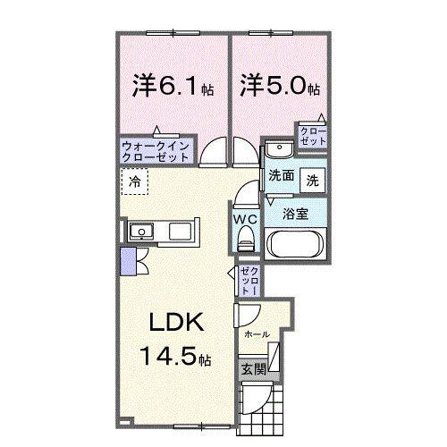 カーサ ルーナ(2LDK/1階)の間取り写真