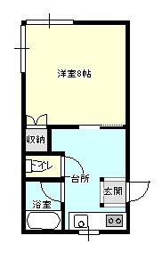 ミモザトヨハラ(1K/2階)の間取り写真