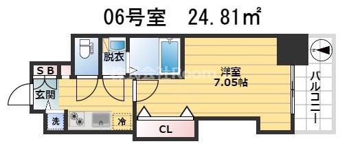 LUXE天神橋(1K/5階)の間取り写真