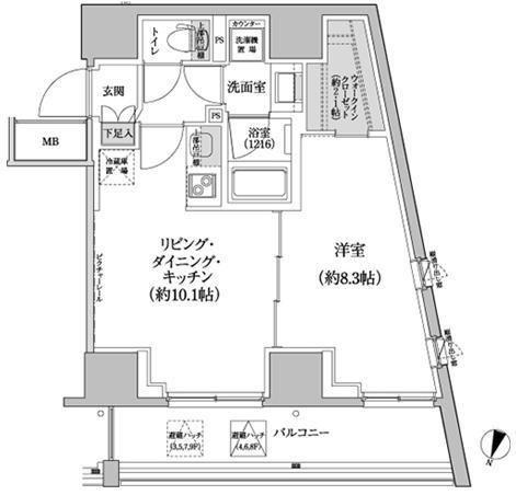 パークハビオ渋谷本町レジデンス(1LDK/3階)の間取り写真