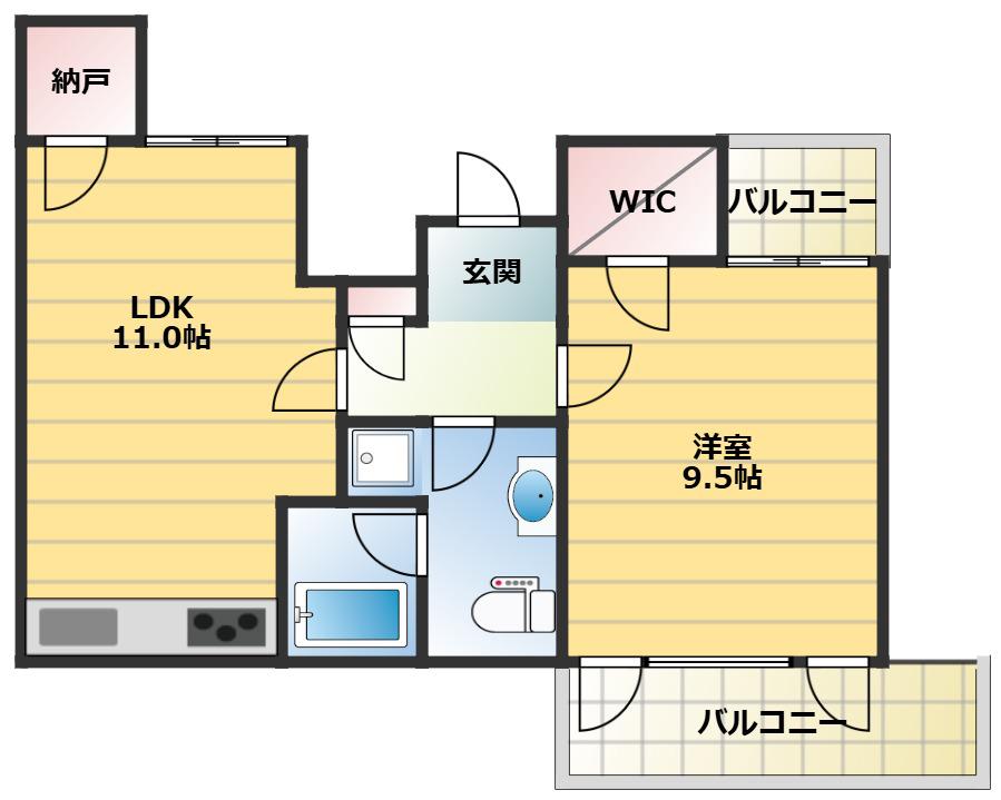 岡本RD12(1LDK/1階)の間取り写真