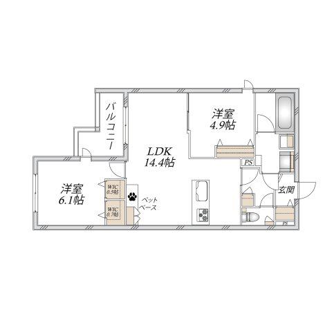 ヘーベルメゾン アトル(2LDK/3階)の間取り写真