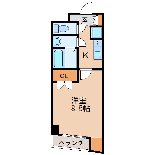 アビターレ豊前(1K/2階)の間取り写真