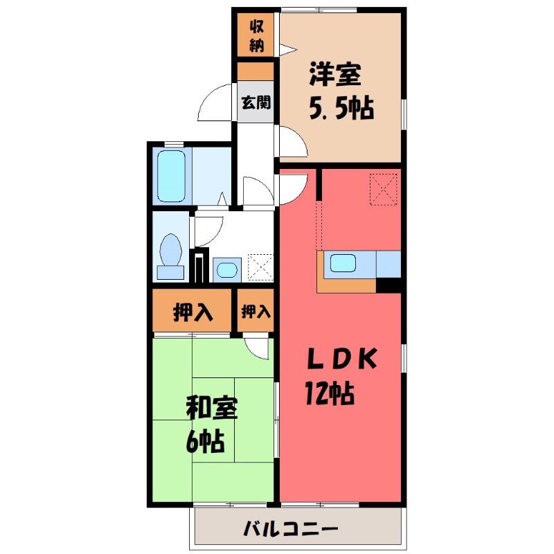 スクウェアガーデン I(2LDK/1階)の間取り写真
