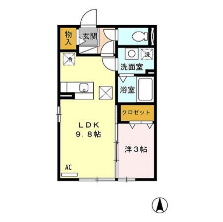 ナチュール清和(1LDK/1階)の間取り写真