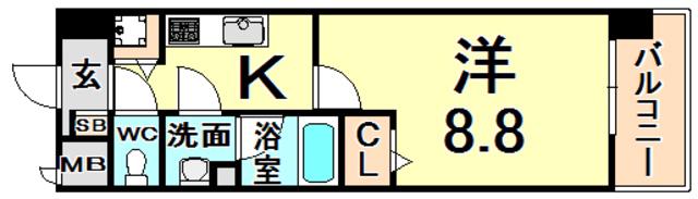 グランシャリオ(1K/1階)の間取り写真