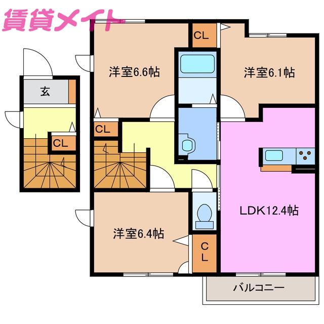 マーガレット(3LDK/2階)の間取り写真