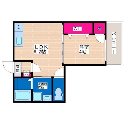 DOAHN加美正覚寺(1LDK/2階)の間取り写真