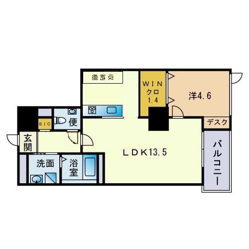S-FORT警固タワー(1LDK/20階)の間取り写真