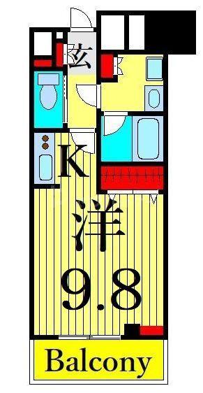 サンクレール荒川ブランガーデン(ワンルーム/9階)の間取り写真