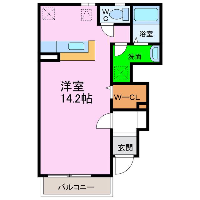 グラン ベルジュA・B(1K/1階)の間取り写真