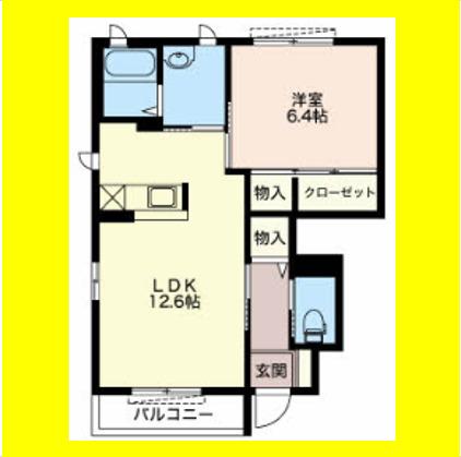 パルク大和(1LDK/1階)の間取り写真