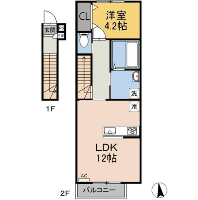 ハルモニア(1LDK/2階)の間取り写真