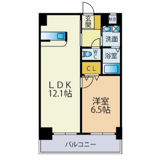 アイヴェール平尾(1LDK/9階)の間取り写真
