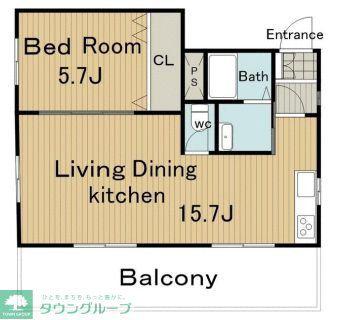 桜華BLDG(1LDK/2階)の間取り写真