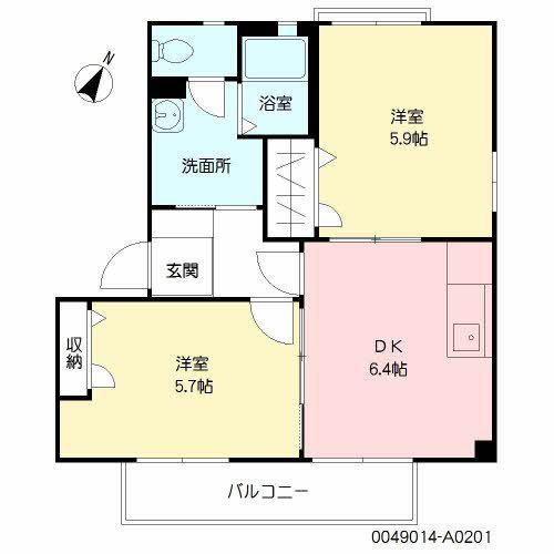 クレスト望I(2DK/2階)の間取り写真