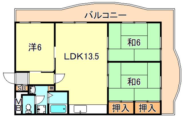 シーサイドヌーベル重(3LDK/4階)の間取り写真