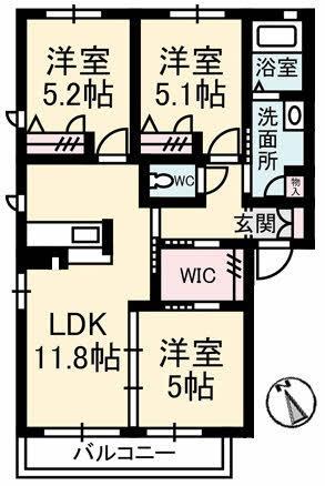 シャーメゾン東陽A棟(3LDK/2階)の間取り写真