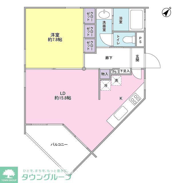 グリーンヴィラ(1LDK/2階)の間取り写真