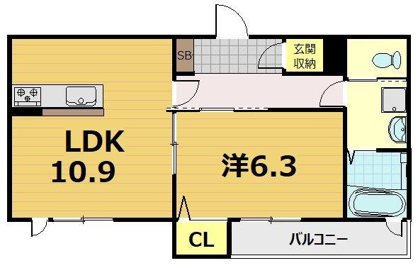シャーメゾン京都稲荷(1LDK/2階)の間取り写真
