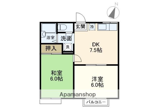 シャレー原宿A棟(2DK/2階)の間取り写真