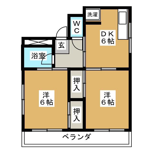マンションサルナート(2DK/3階)の間取り写真