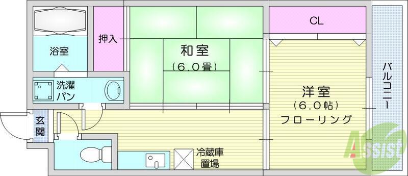 メイツ鈴木(2K/4階)の間取り写真