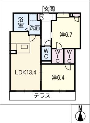 FORENA志賀公園(2LDK/1階)の間取り写真