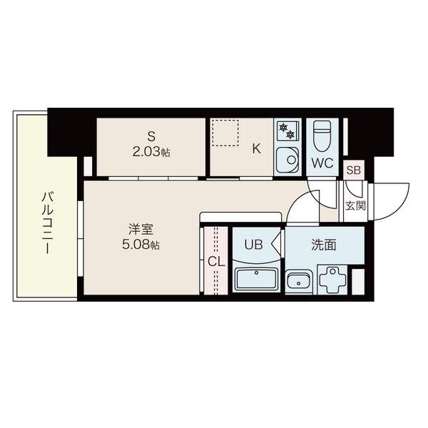 エステシア上前津(1SK/7階)の間取り写真