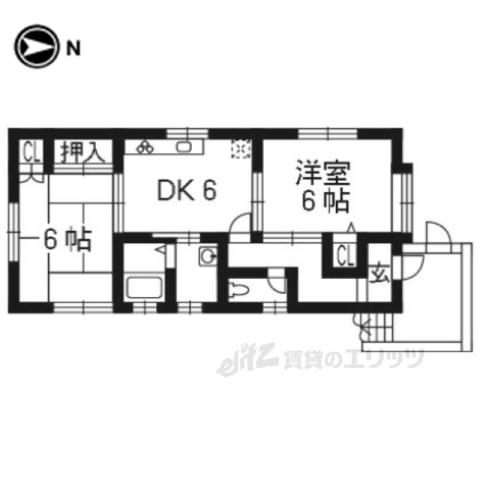 リエージュハウス(2DK/1階)の間取り写真
