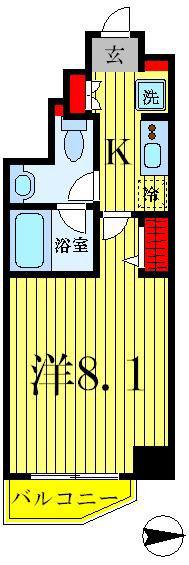 LUXE東金町(1K/4階)の間取り写真