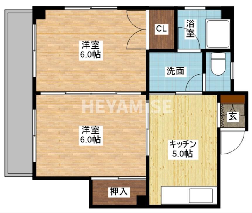 ハイツ小峰(2DK/2階)の間取り写真