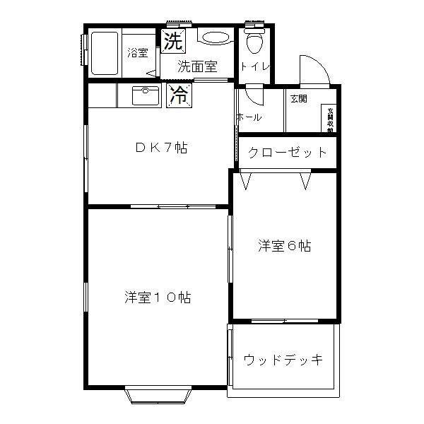 カーサフィオーレI(2DK/2階)の間取り写真